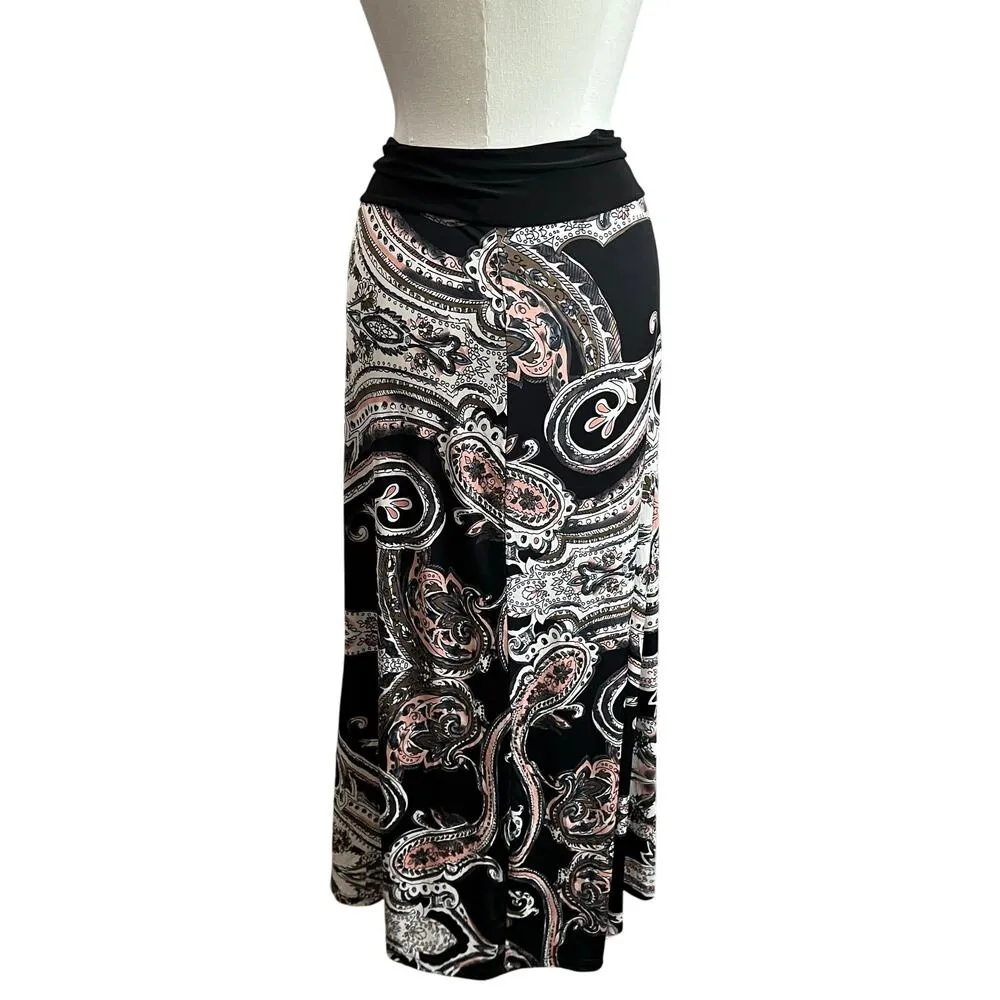 Venus Paisley Low Rise Gypsy Boho Festival Maxi Skirt Size M - Image 3