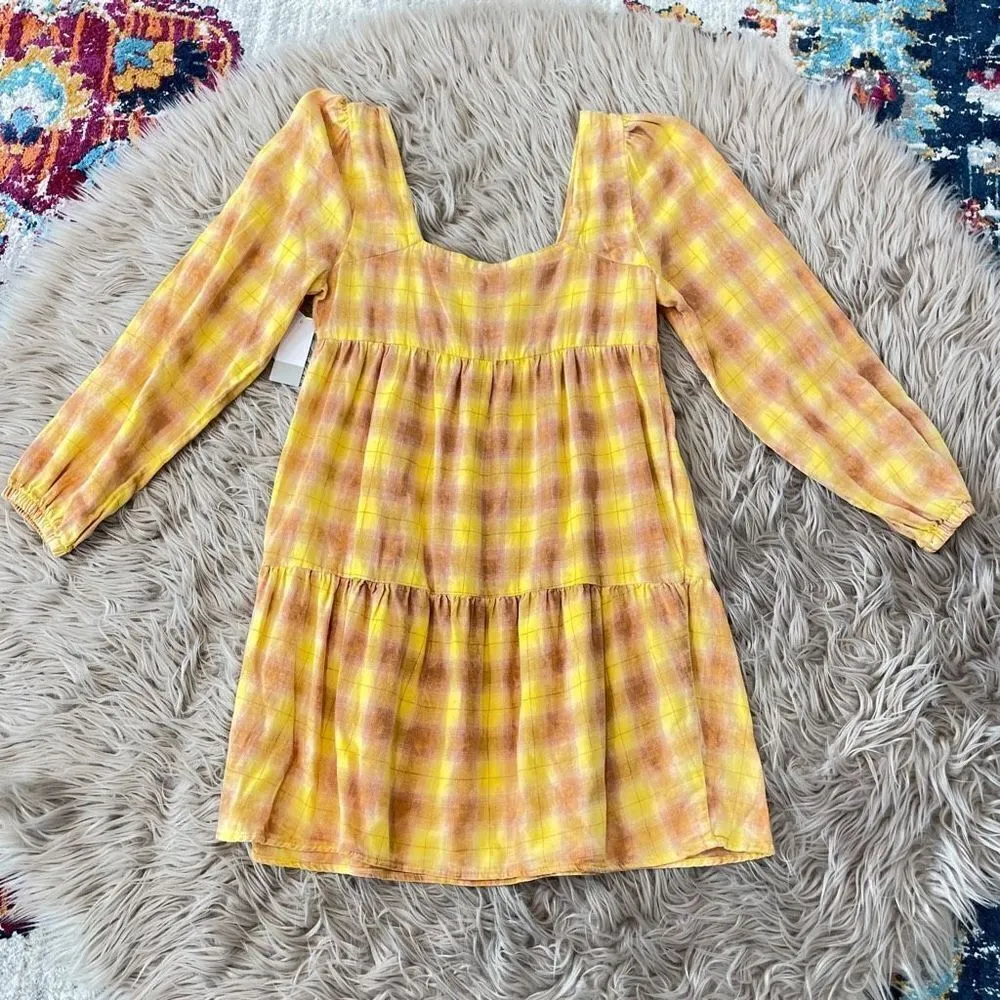 BP yellow plaid dress XS - Image 4