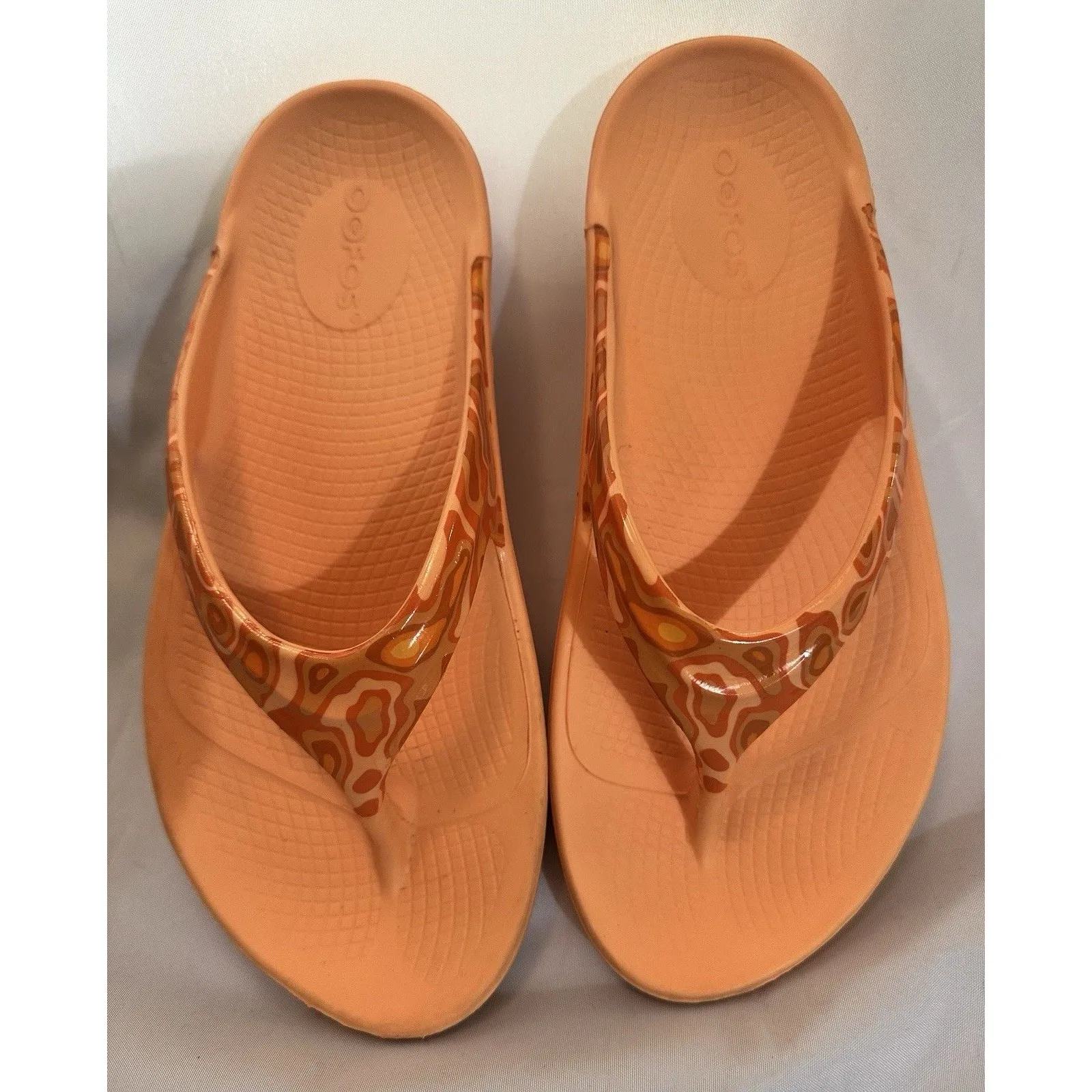 Oofos Women OOlala Limited Camo Orange Glow Thong Slide Flip Flop Shoe Sz 7 - Image 2