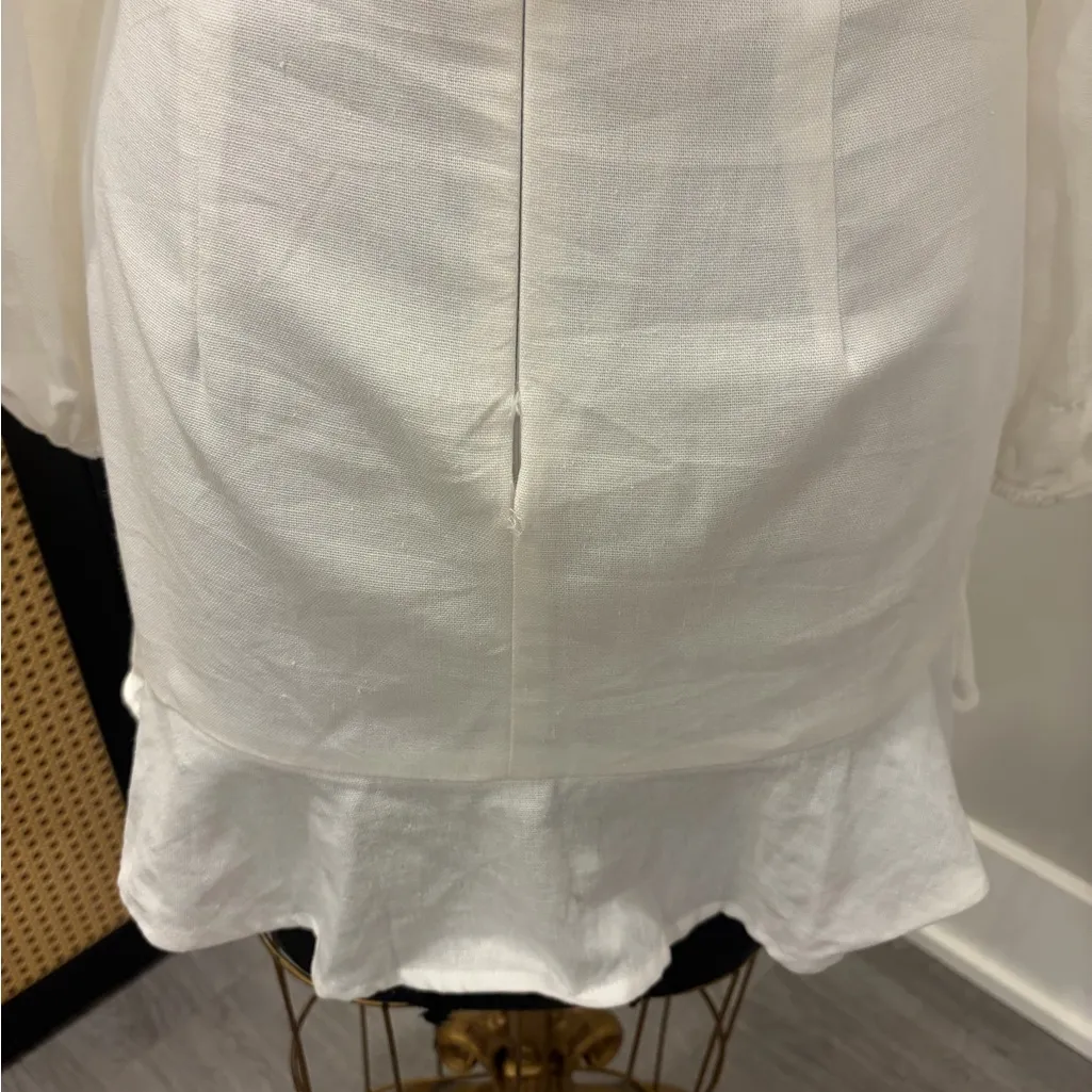 NWT Princess Polly The Villa White Long Sleeve Mini Dress Size 4 FLAW Old Money - Image 9