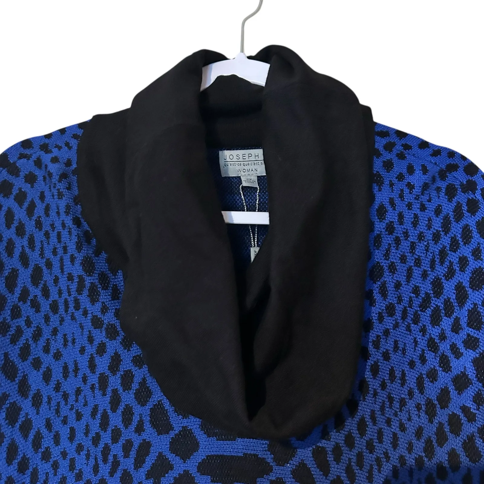 Joseph A. NWT Woman Sweater Cowl Neck Blue Black Leopard SZ 2X Art to Wear Cozy - Image 3