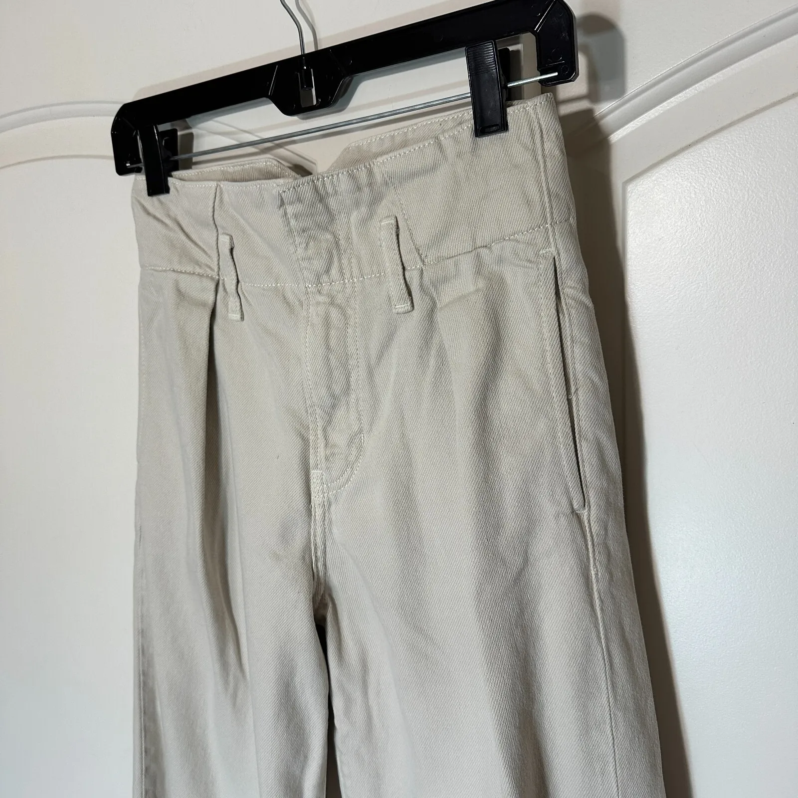 Reformation Jeans 24 Cream Lang Belted Ultra High Rise Pleated‎ Pockets Wide Leg - Image 2