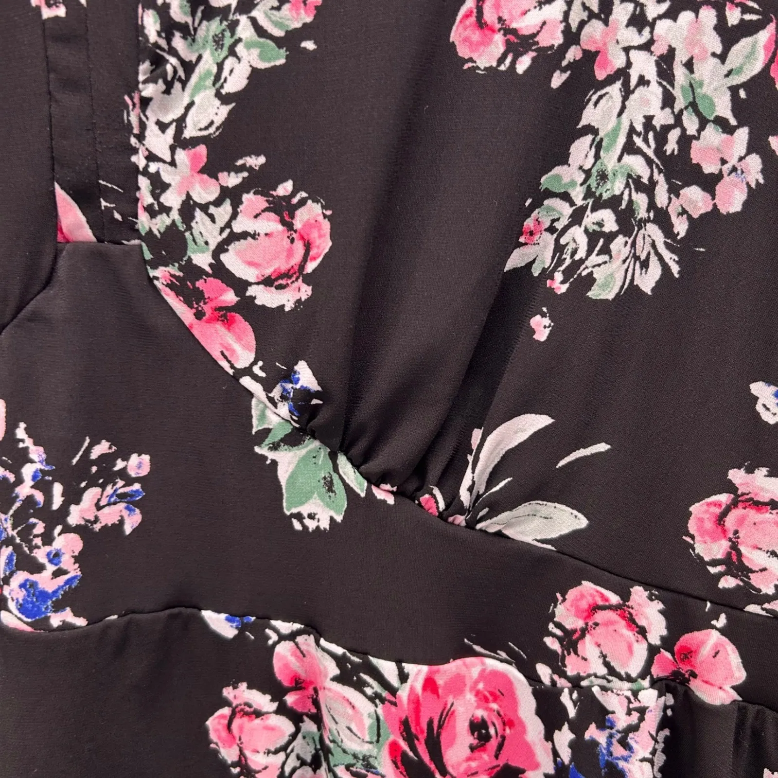 Torrid Womens‎ Blouse Size 2X Black Floral Empire Waist Romantic Y2K Baby Doll - Image 7