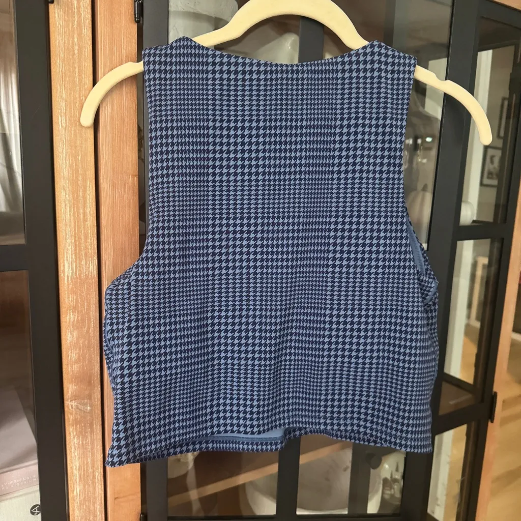 Aerie houndstooth sports bra tank top workout padded high neck print cropped - Image 4