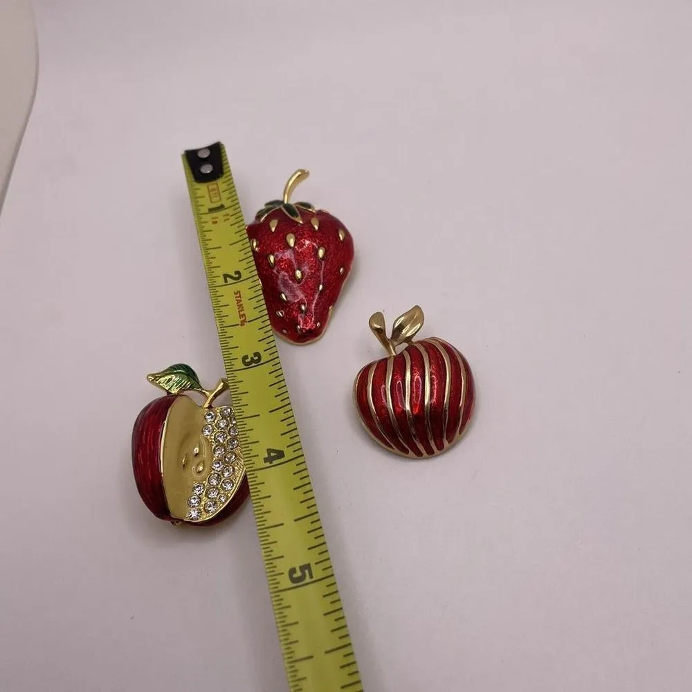 Lot Of 3 Pretty Women’s Fruit Gold Tone / Red - Image 6