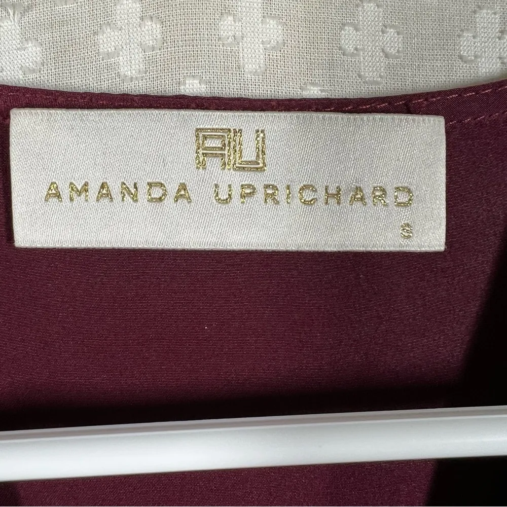 Amanda Uprichard Maroon Silk‎ Long Sleeve Wrap Front Top - Image 2