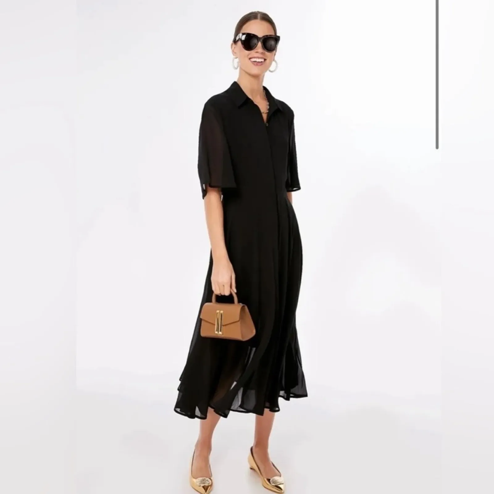 Pomander Place Black Maeve Classic Collared Shirt Maxi Dress Sz XS - Image 5