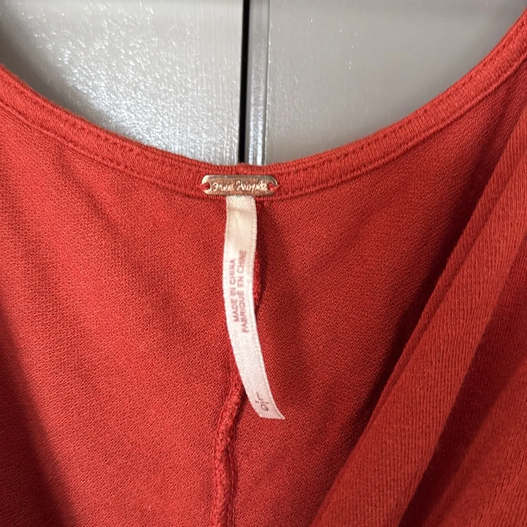 Free People Orange Flutter Sleeve Wrap Romper V Neck - Image 2