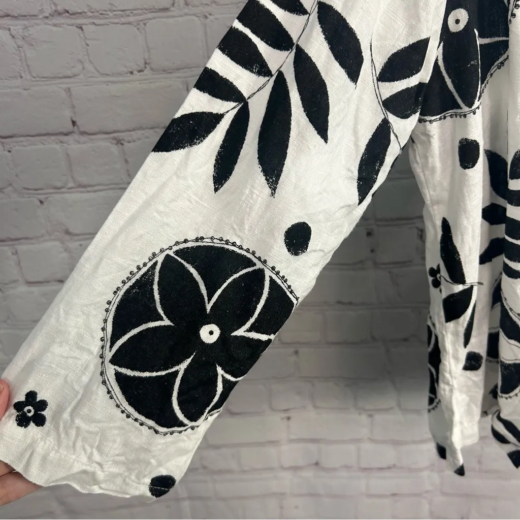 Hot Cotton by Marc Ware V neck USA made linen vintage grannycore artsy top Small White - Image 6