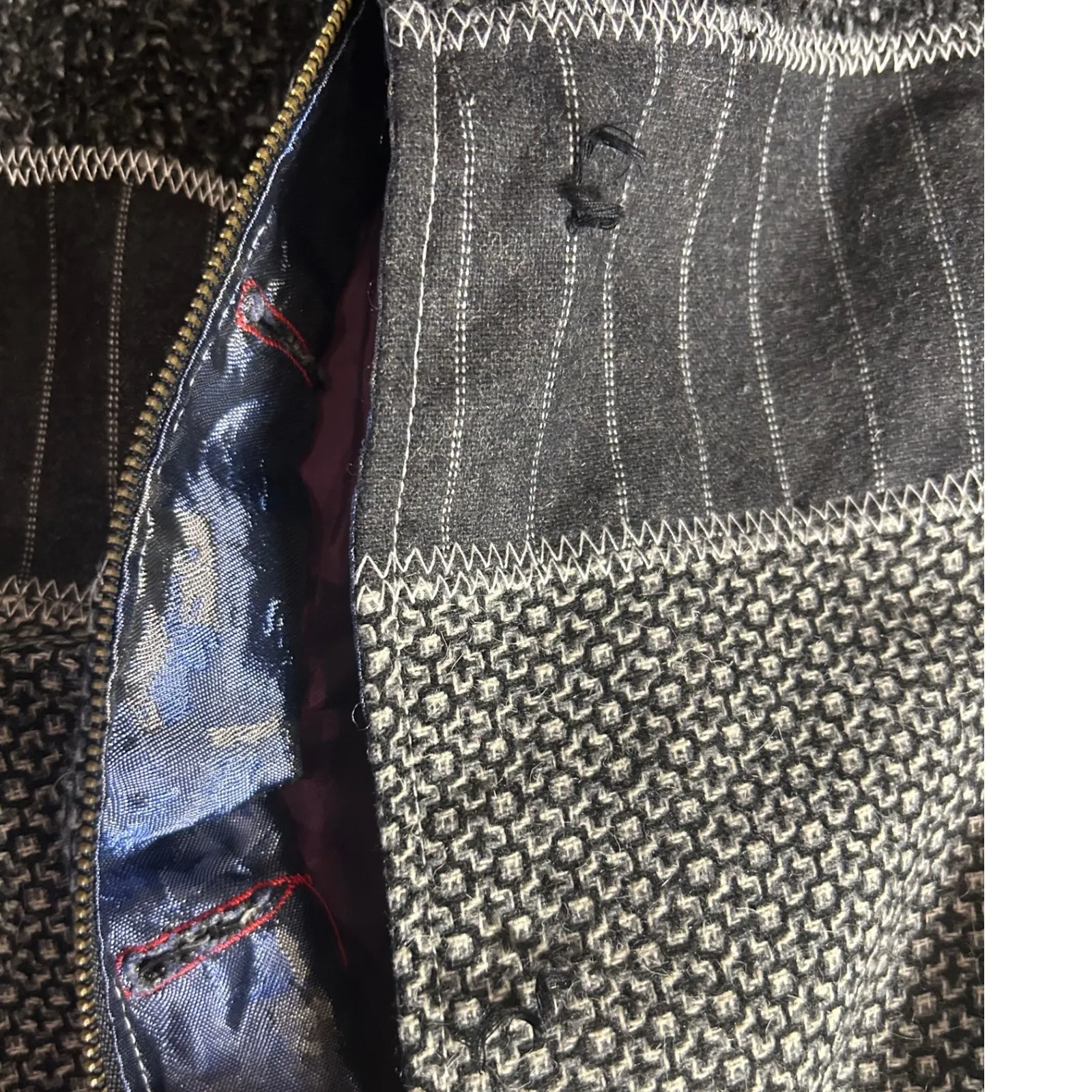 Paparazzi Patchwork Multicolor Linen Blend Textured Coat Jacket Women's‎ Small Black - Image 10