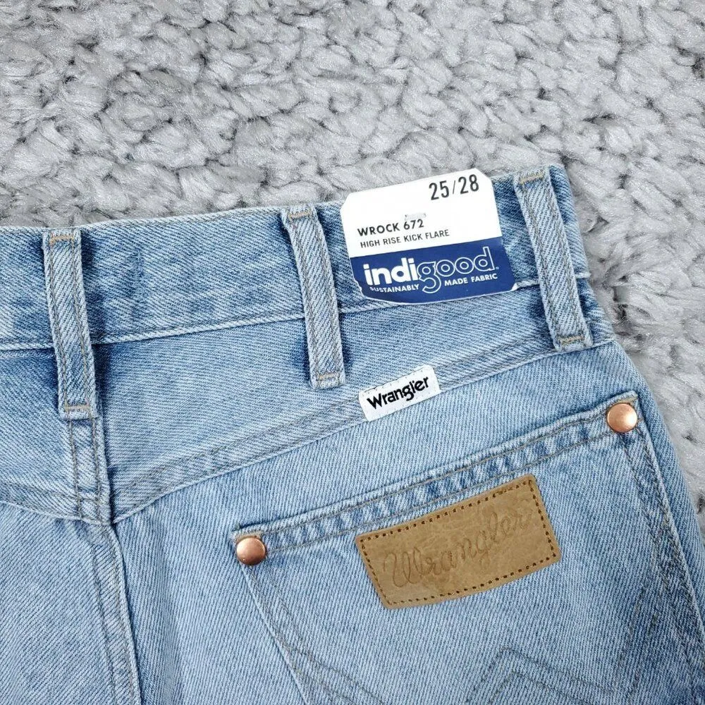 Wrangler Wrock 672 High Rise Kick Flare Jeans Light Wash Blue Cowgirl Size 25x28 - Image 5