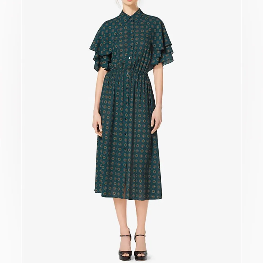 Michael Kors Collection Silk Short Sleeve Button Down Midi Dress 8 - Image 3