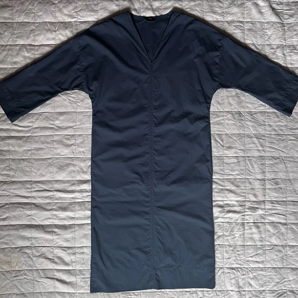 Joseph Navy Etta Cotton Poplin Midi Dress Lagenlook Quiet Luxury - Small/ EU34 - Image 2