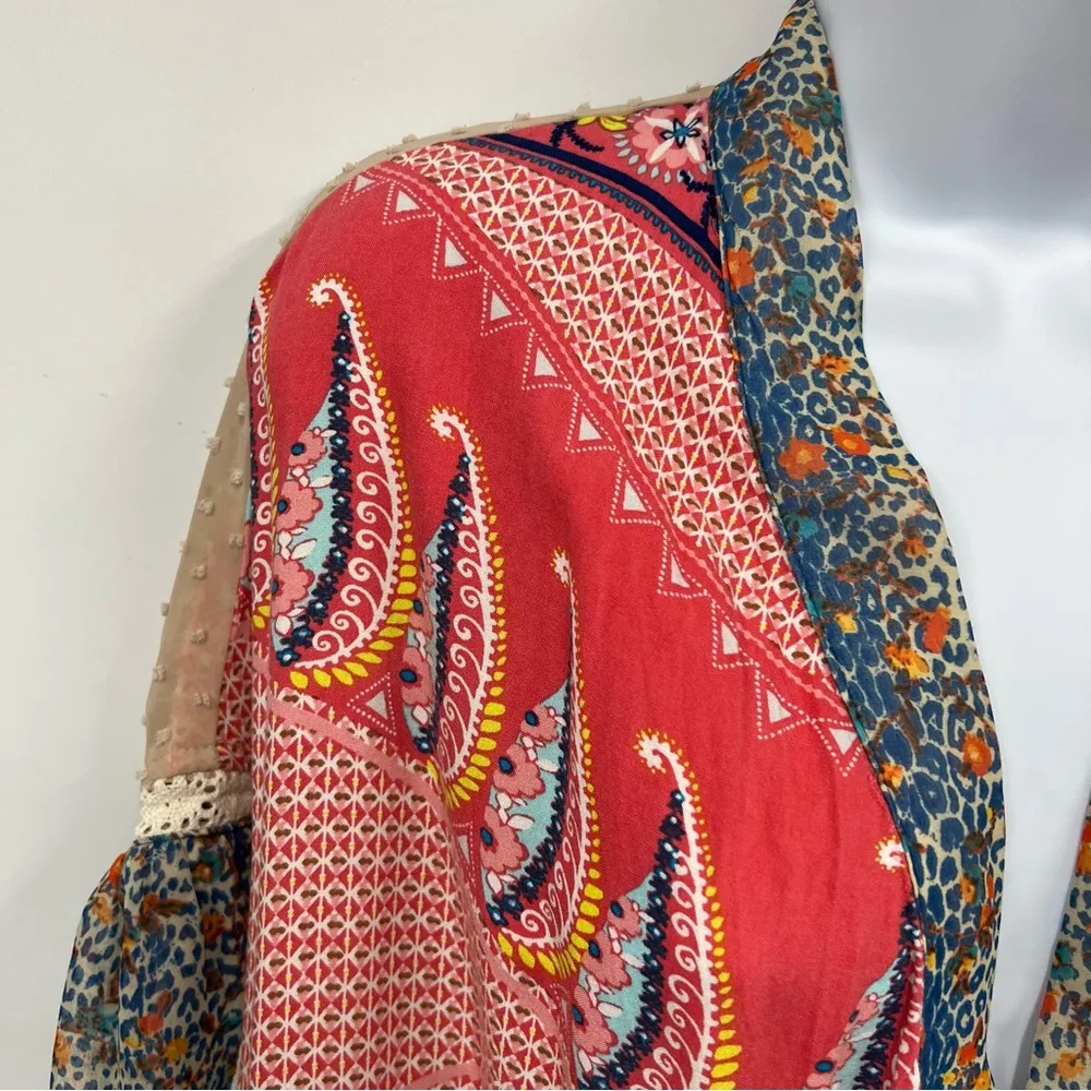 IVY JANE Duster Kimono Coverup  XS open cardigan mixed media print oversized - Image 5