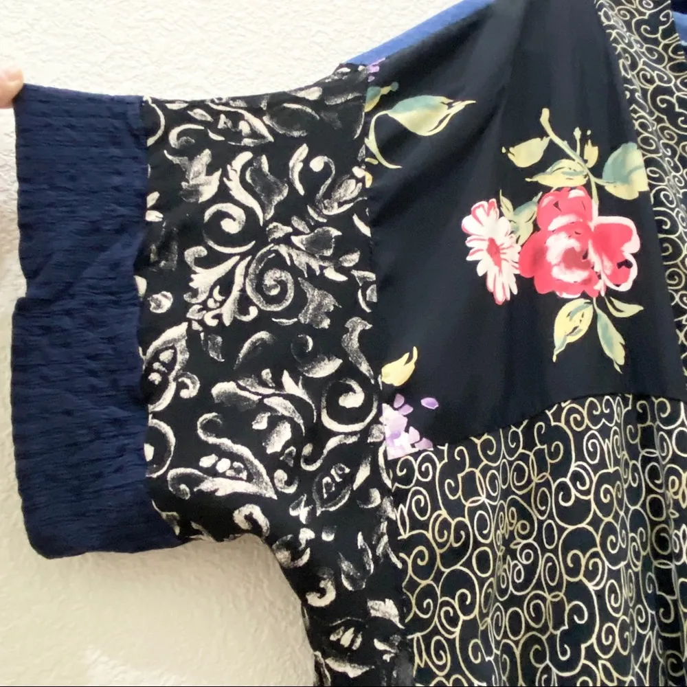 Vintage Denim Mixed Fabric Patch Kimono Swim Coverup Size undefined - Image 7