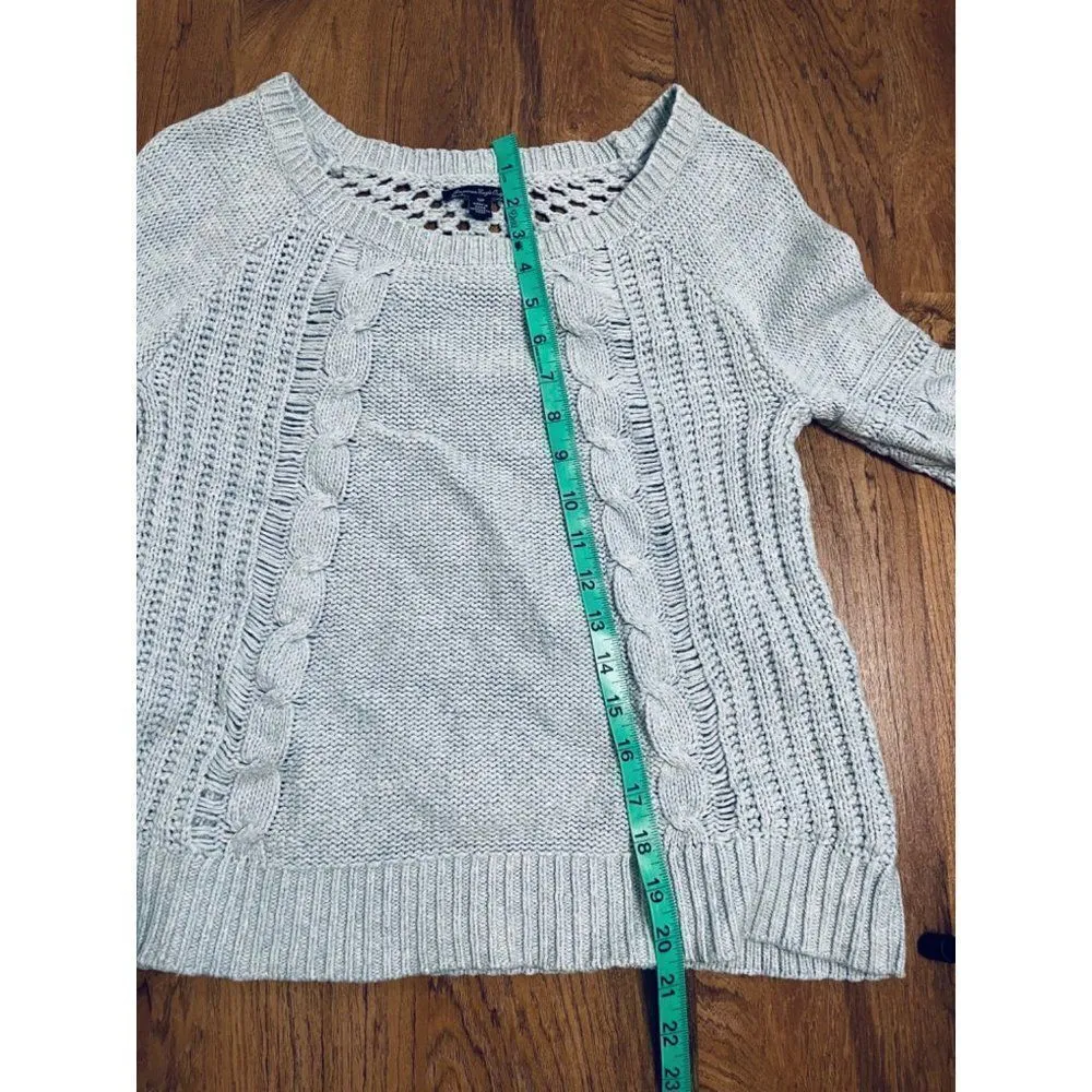 American Eagle light blue all-over eyelet sweater- small - Image 6