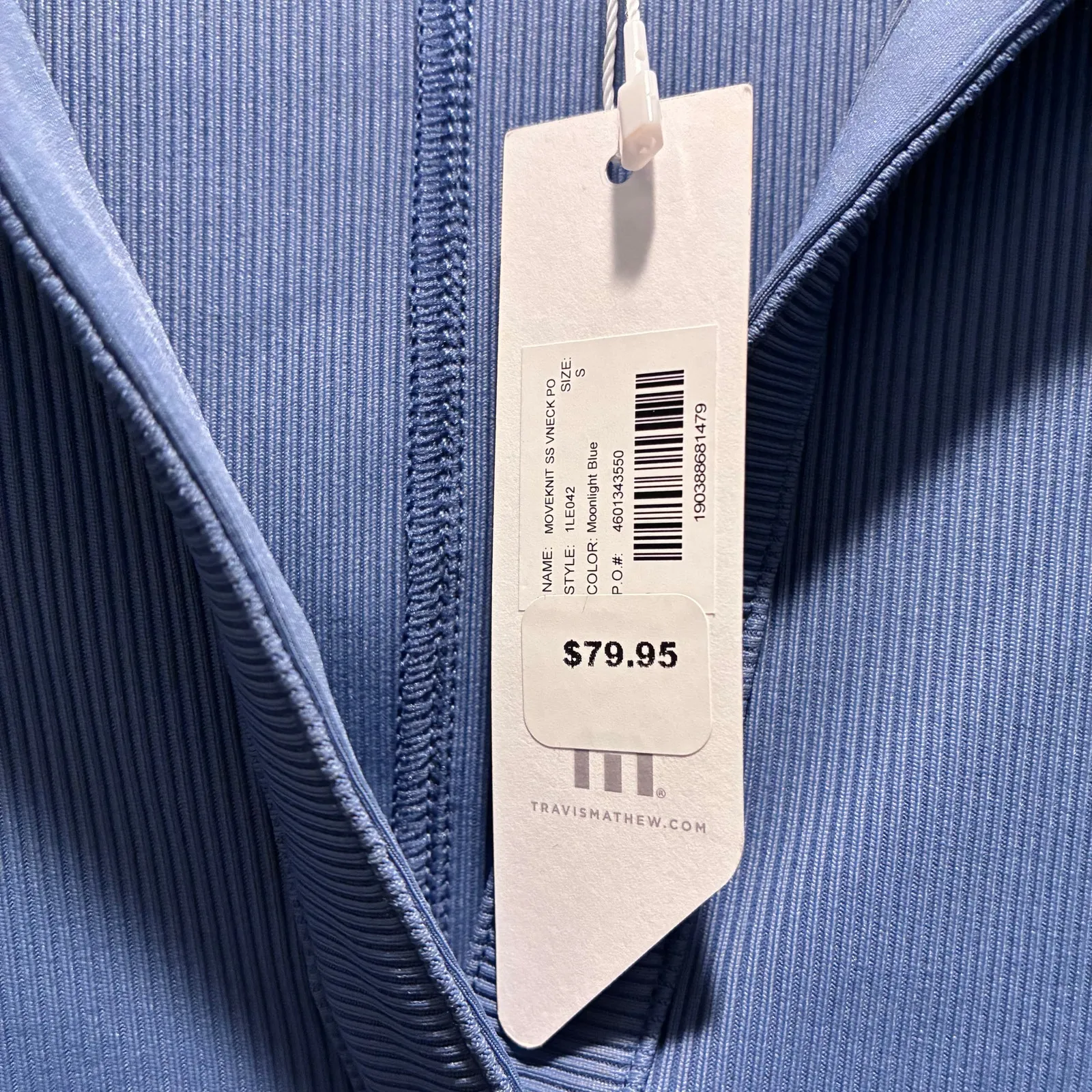 Travis Mathew Top Movement Short Sleeve V Neck Polo Shirt Blue Womens Small New - Image 9