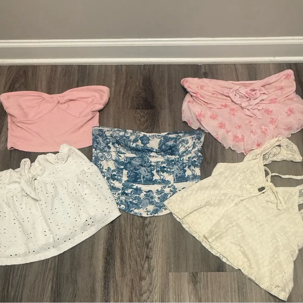 SHEIN Crop Tops‎ Set - White, Cream, Pink, Blue Floral - Image 11