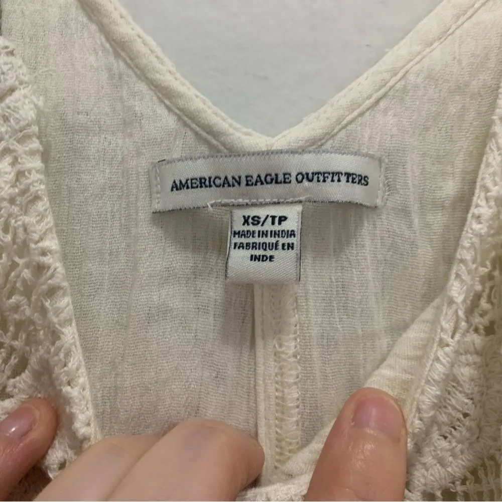 American Eagle Lacy White Romper Size XS - Image 4