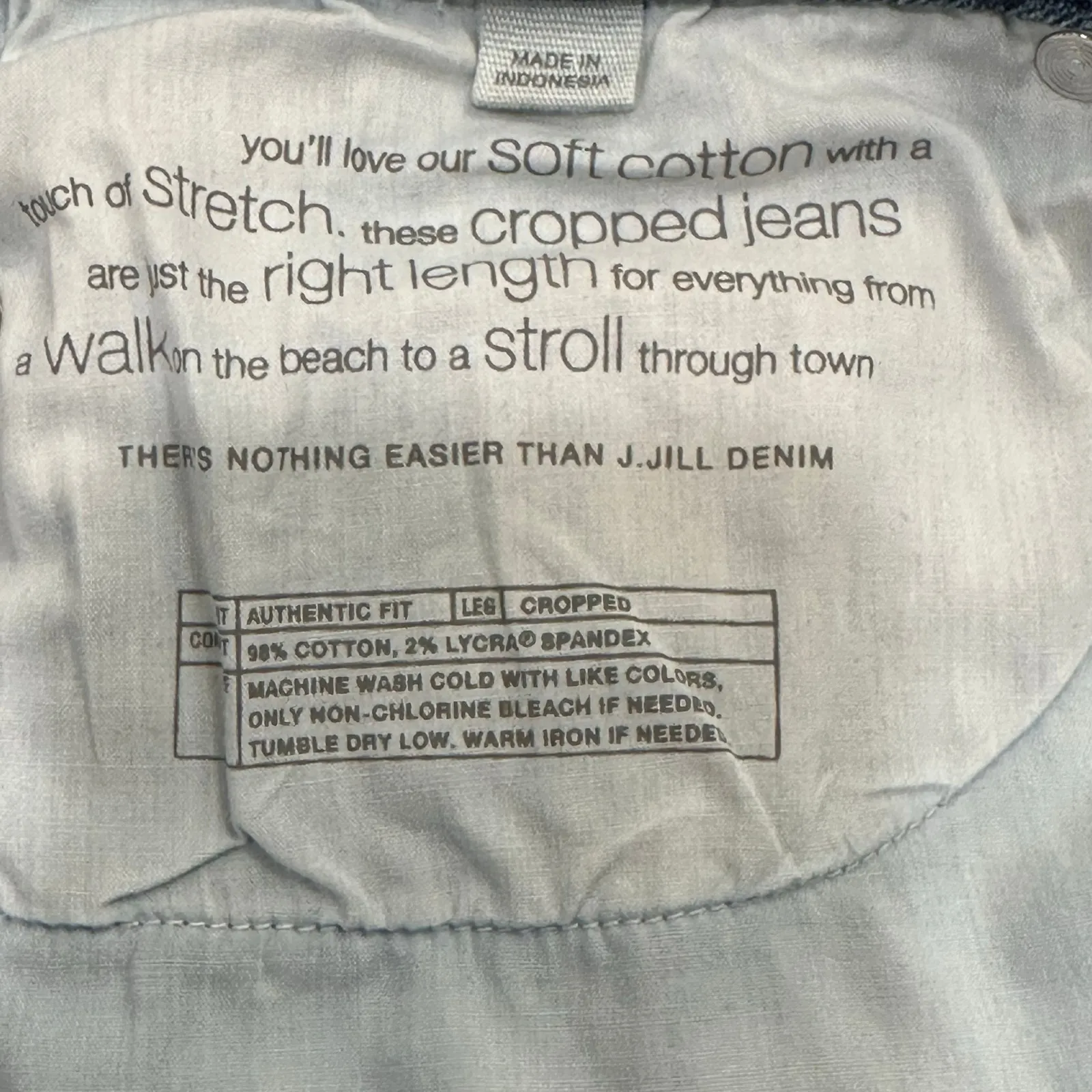 J.Jill Women’s Authentic Fit Cropped Embroidered Denim Jeans Blue Size 6P - Image 4