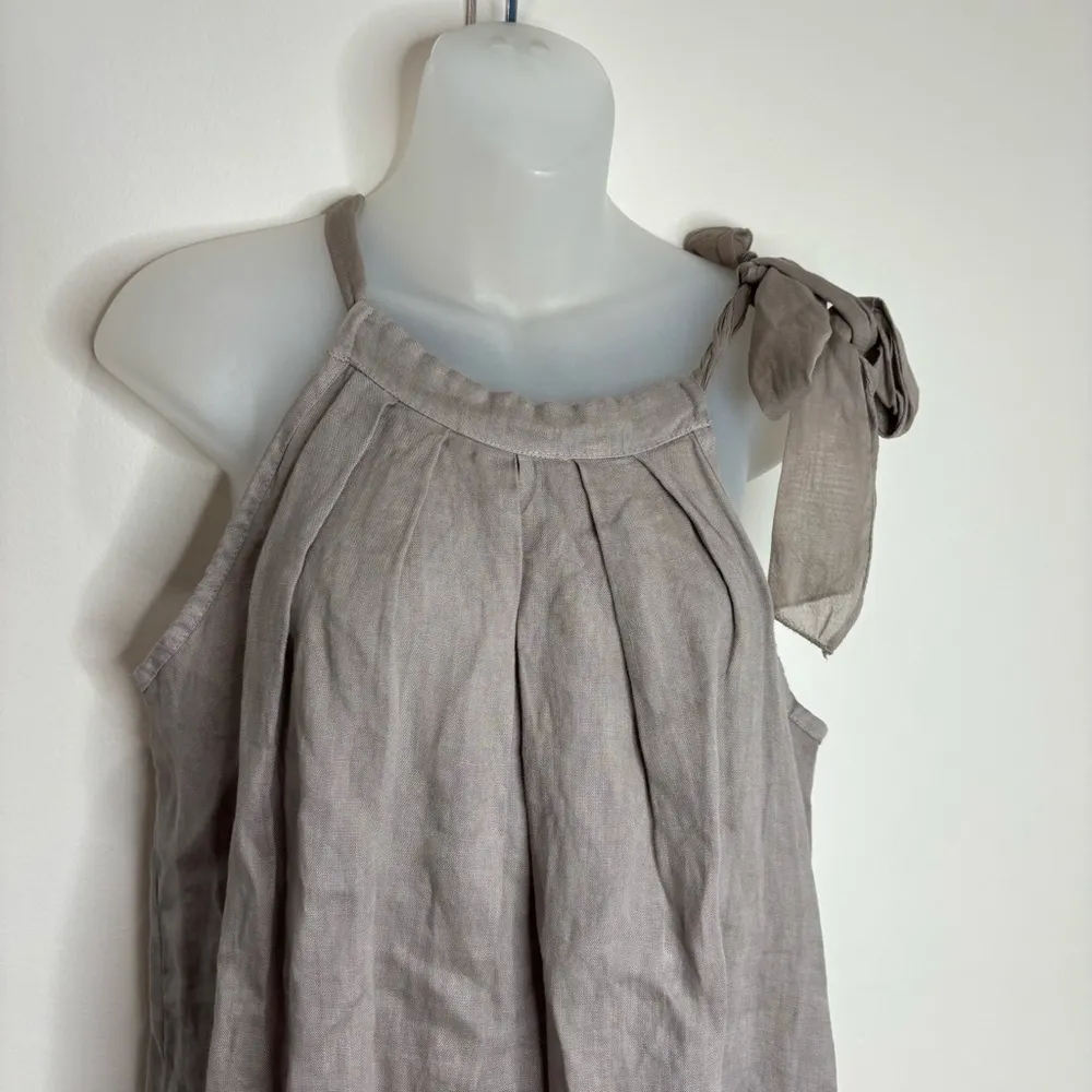 Bellambria Women’s beige 100% linen Short Sleeveless Made In Italy dress small Brown - Image 2