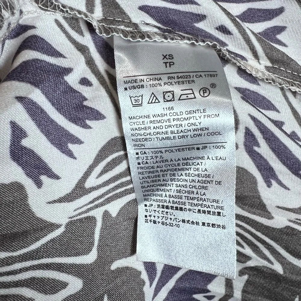 long sleeve satin ivory navy and olive green wrap top size XS - Image 8