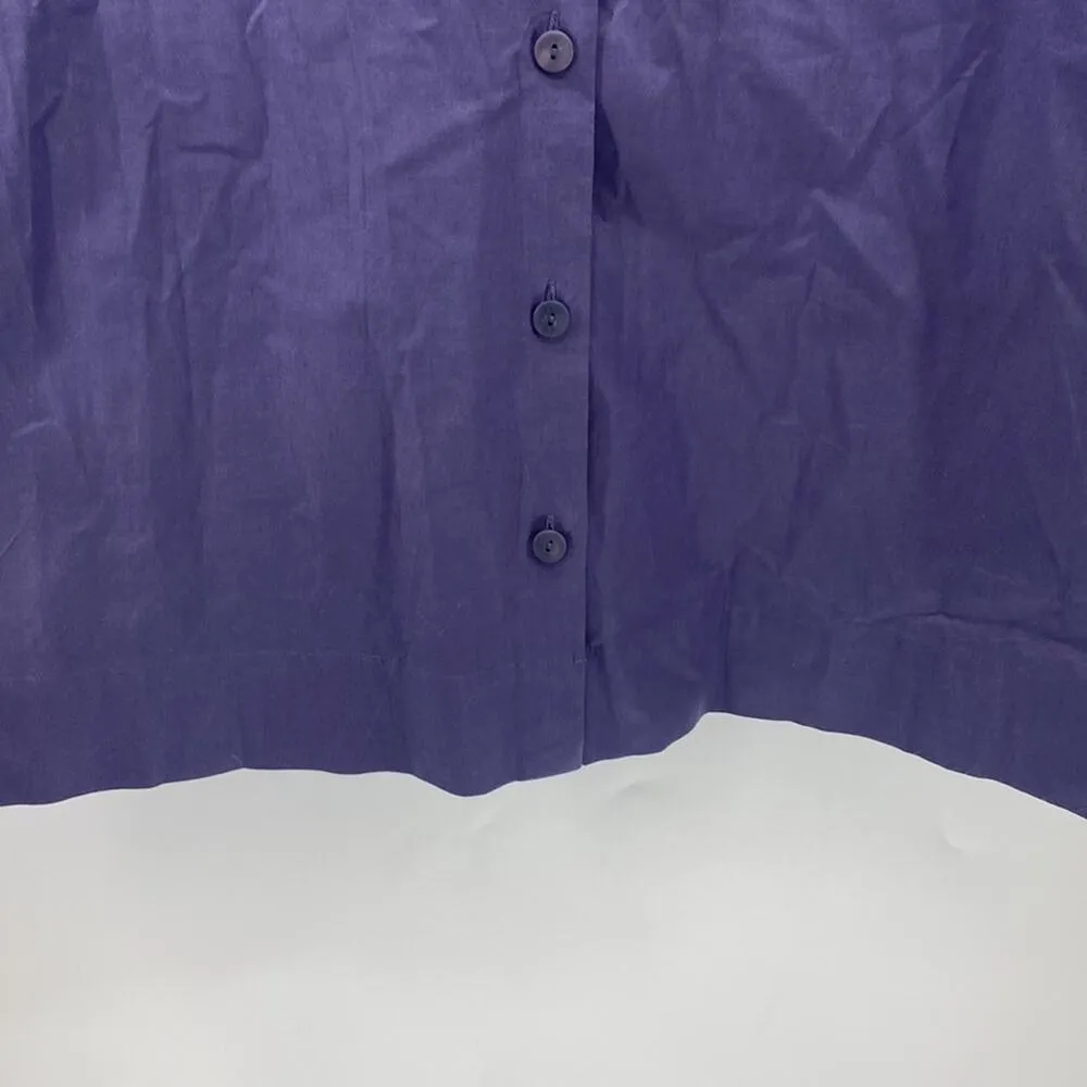 Eileen Fisher cotton mandarin collar purple 3 quarter sleeve button down sz L - Image 6