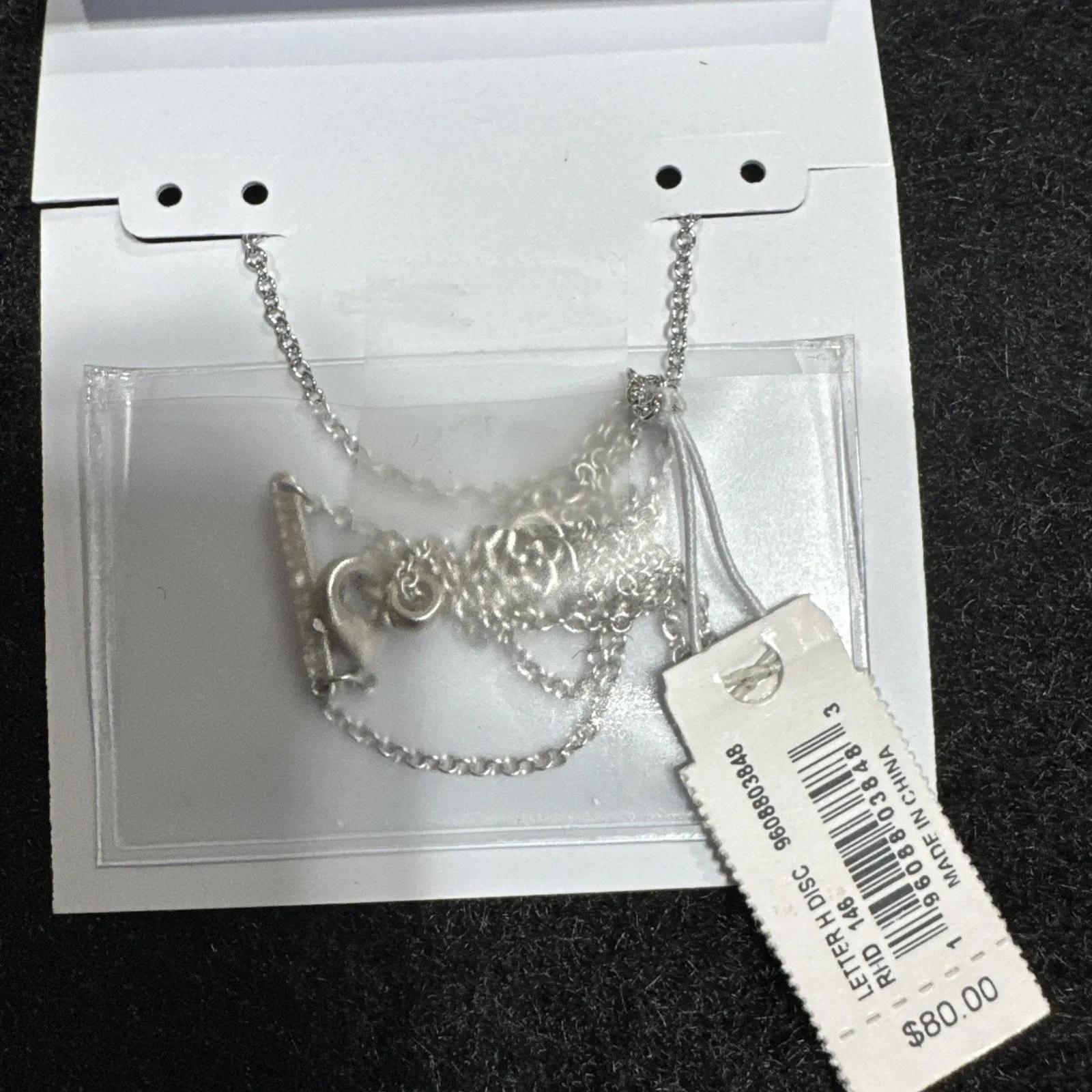 Kendra Scott Letter Disc Pendant Necklace Rhodium Mother-Of-Pearl “H” - Image 2