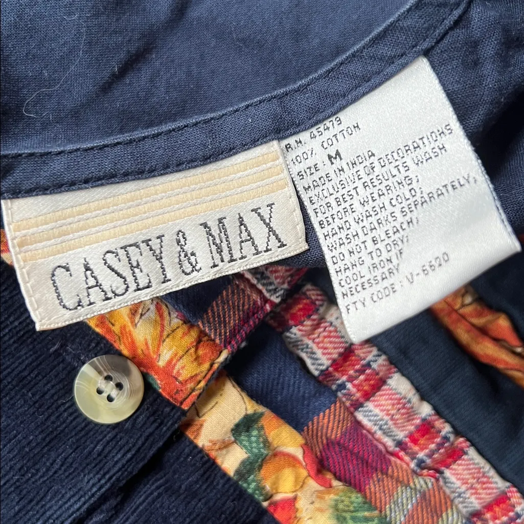 Vintage Casey & Max Patchwork Fall Autumn Vest Corduroy Medium - Image 3