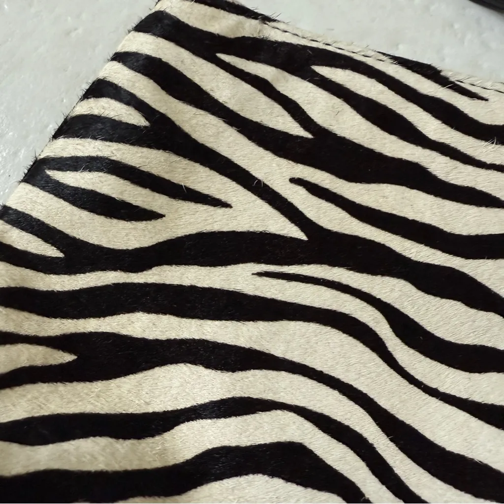 White House Black Market Zebra Print Faux Fur Clutch / Wristlet - Image 2