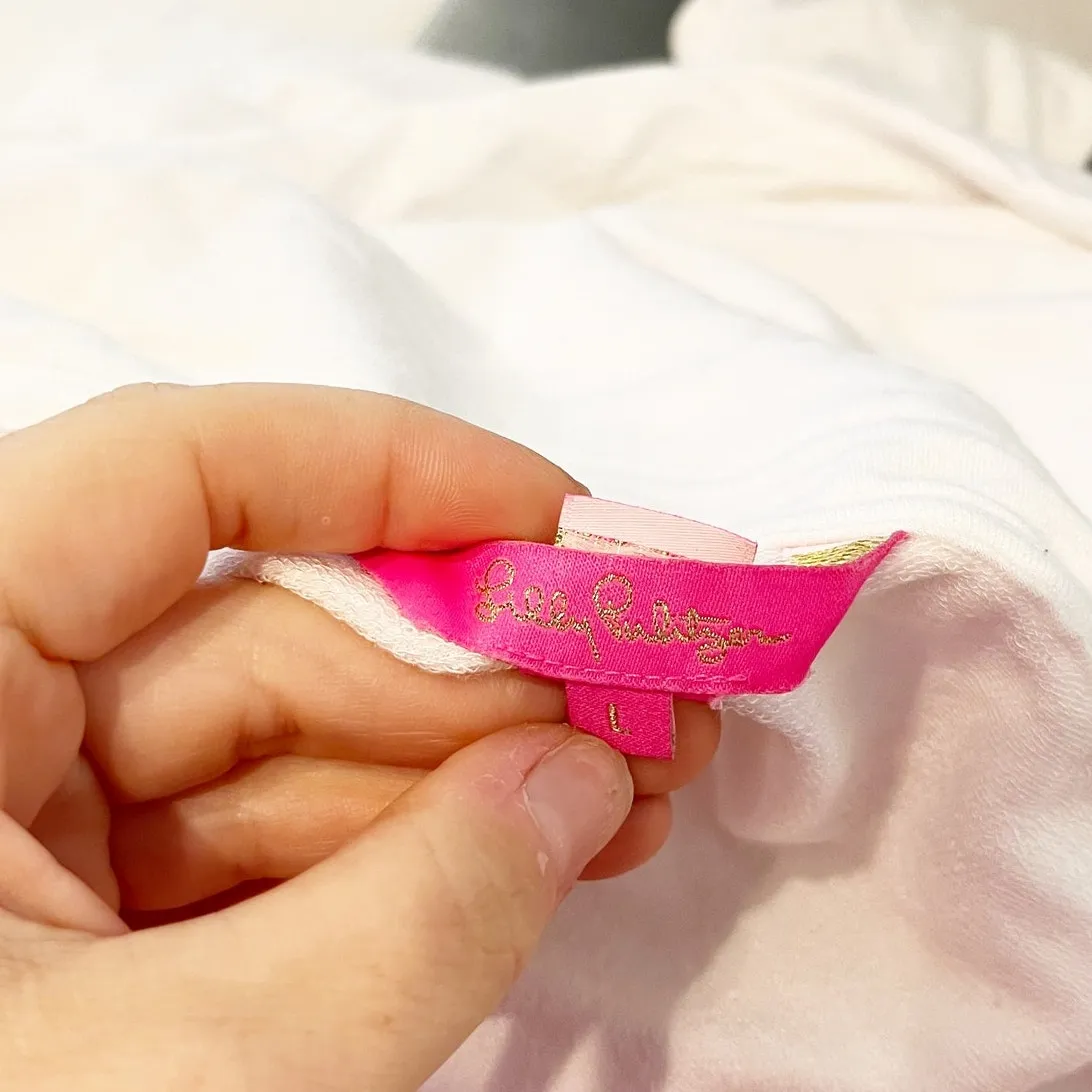 Lilly Pulitzer Belinda Off The Shoulder Long Sleeve Sweatshirt Top White Large - Image 3