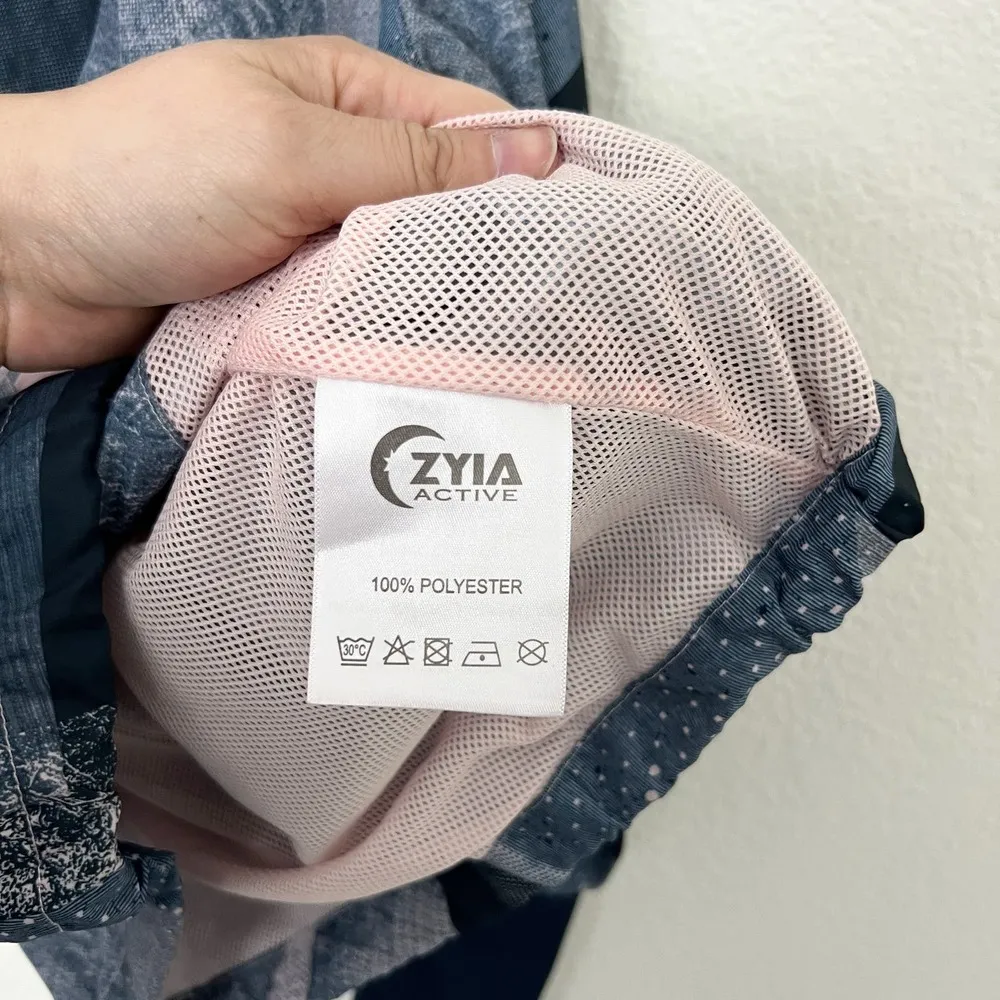 [ZYIA Active] Blue Pink Zip Up Hooded Windbreaker Jacket Thumbholes Size Small S - Image 12