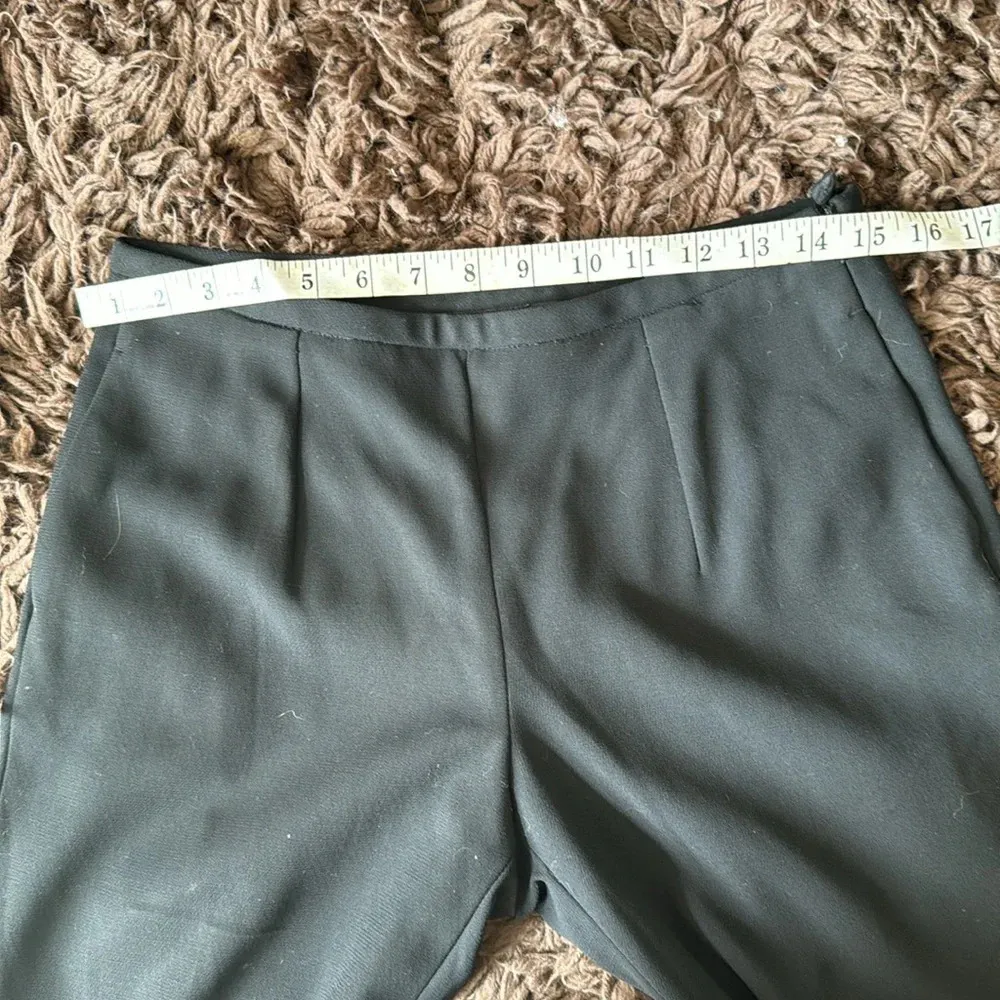 Armani Collezioni sleek 100% wool Trousers size 6 Black Wide Leg side zip - Image 13