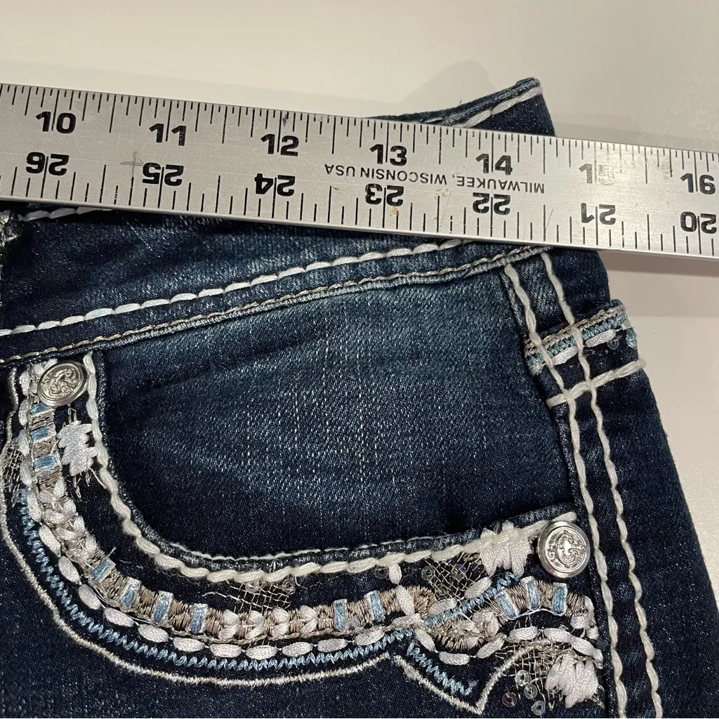 Grace in LA Women Capri Jean NWT Dark Wash Sz 28 Easy Fit Stretch Denim  Western - Image 10