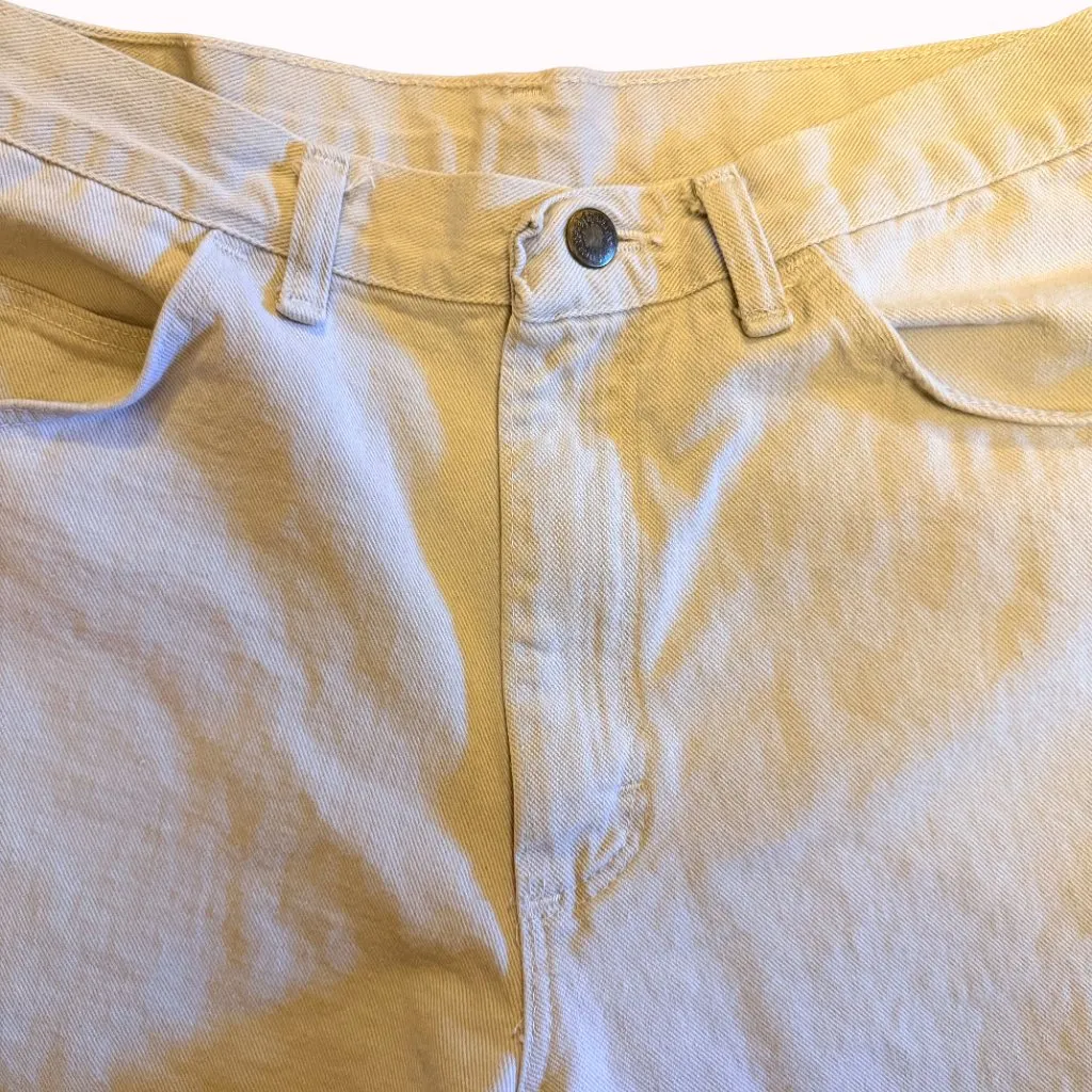 Vintage Wrangler High Rise Khaki Denim Shorts Women's Size 32 90s Neutral Tan - Image 2
