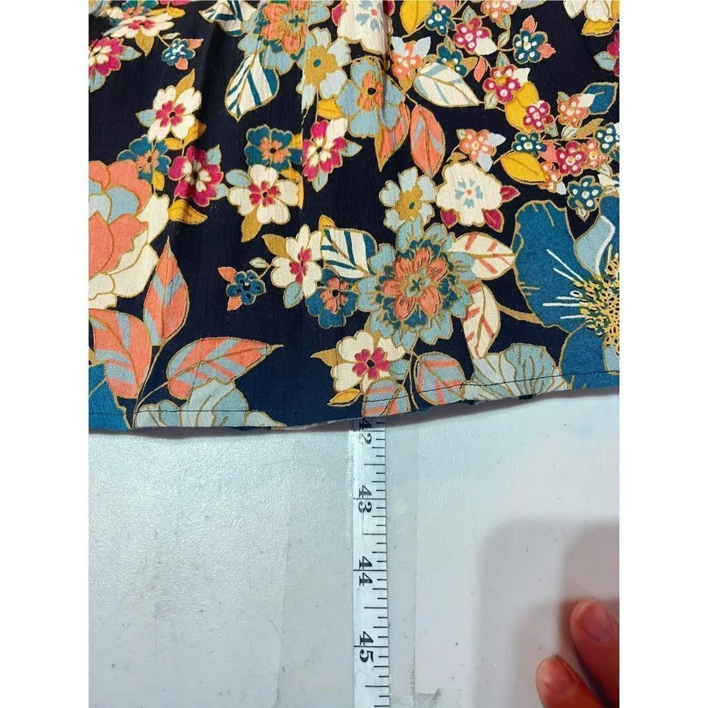 Angie Womens Floral Smocked Lace Up Back Maxi‎ Dress Small boho bohemian - Image 9