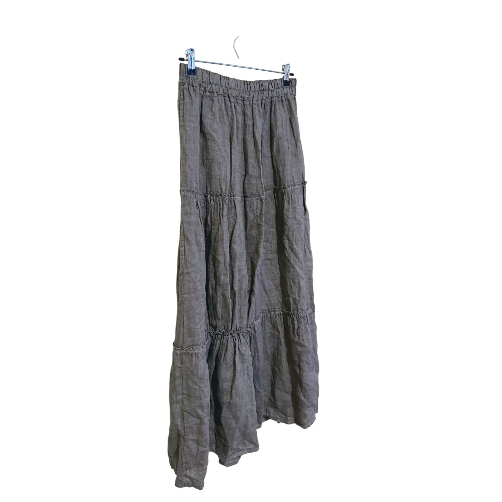 Lola Whimsigoth Linen Tiered Maxi Skirt Gray S/M Fairy Grunge Dark Cottagecore - Image 4