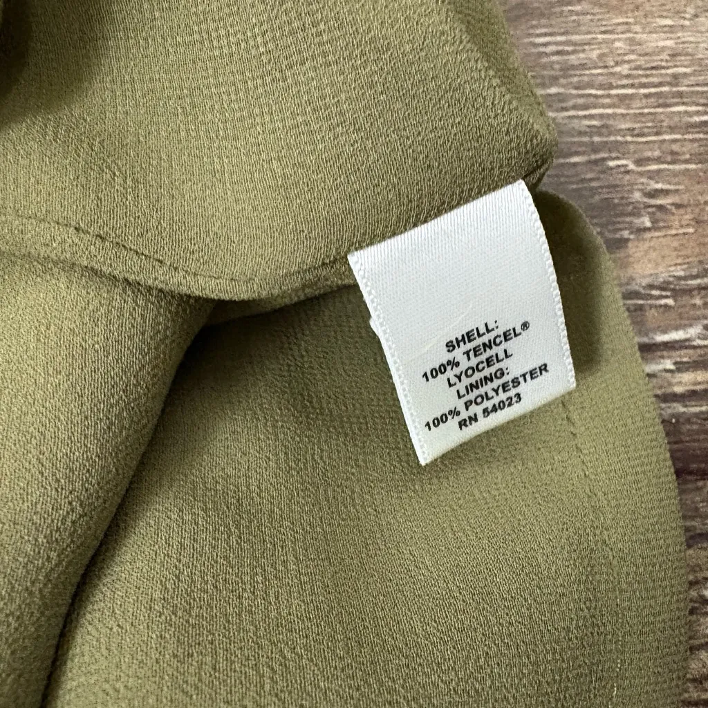 Banana Republic Olive Green Vegan Suede Wrap Dress 2 Utility Army Stretch V-Neck - Image 7