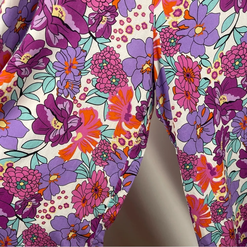 SheIn Large Floral Boho Retro Jumpsuit Spring Summer Flowy Wide Leg Hippie - Image 3