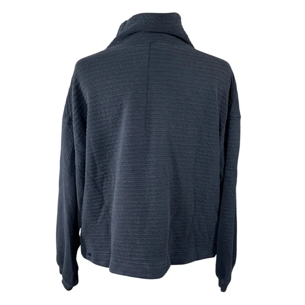 Lululemon Women's Textured Pullover 1/4 Zip Black Size M/L Mock Neck Cropped Silver - Image 3