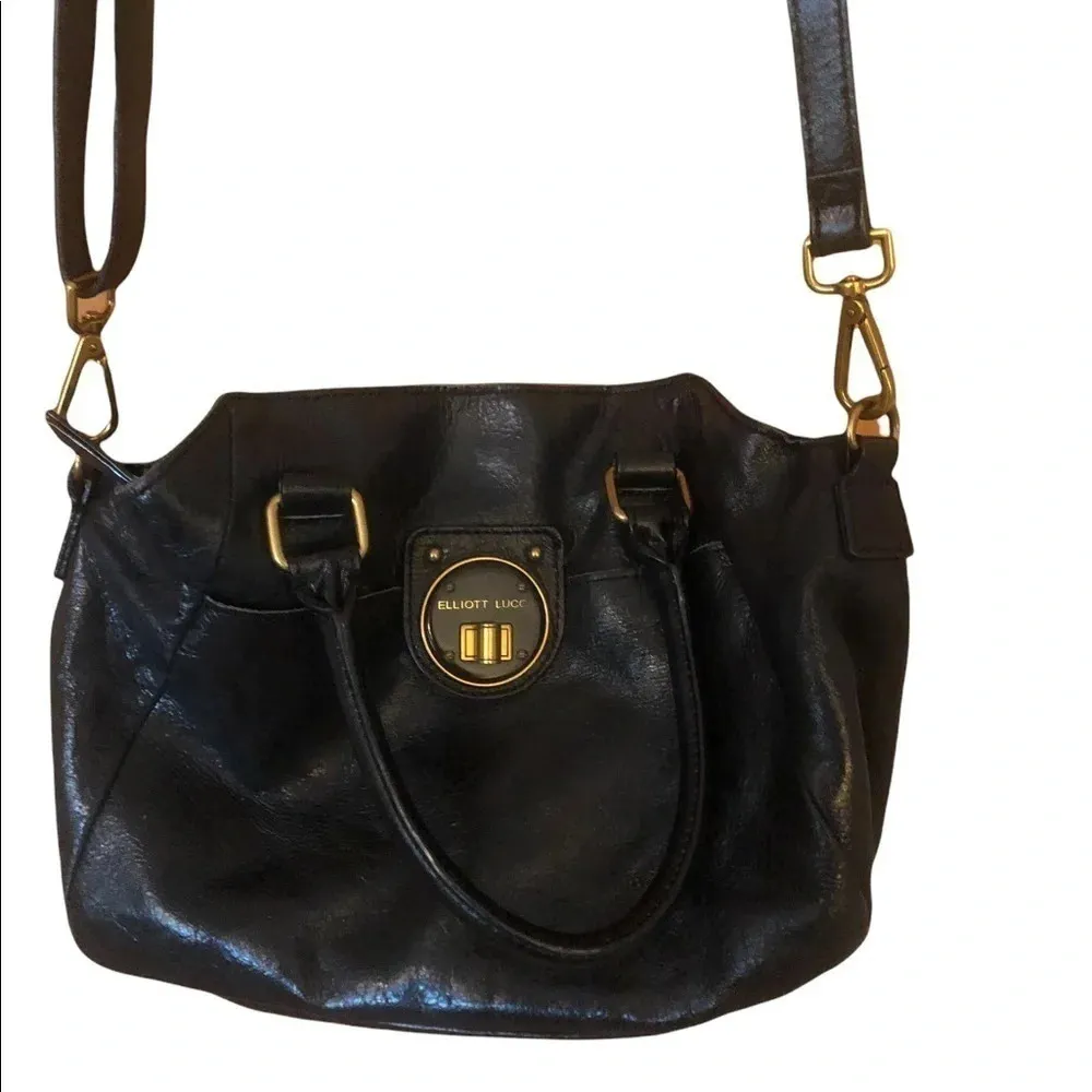 Vintage Y2k Elliott Lucca black leather crossbody handbag purse Fall Classic - Image 2