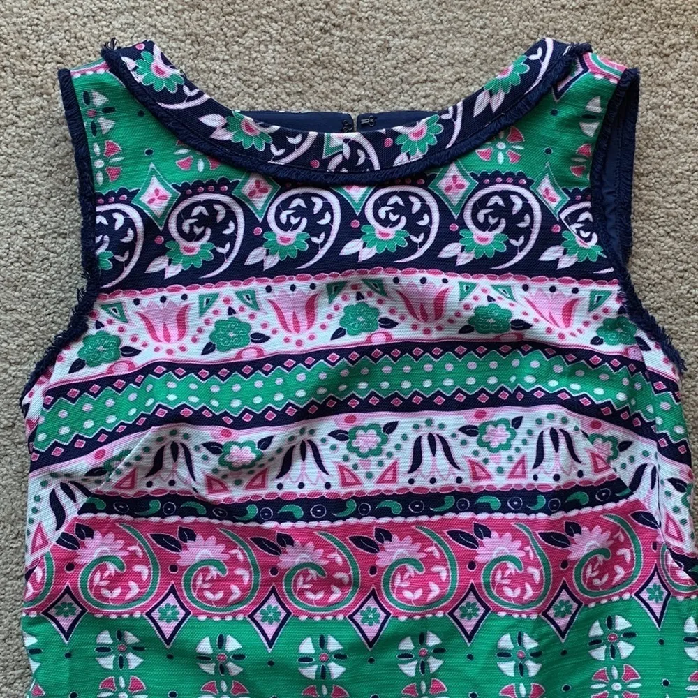 Talbots Mod floral Fair Isle Shift Fringe dress - Image 4