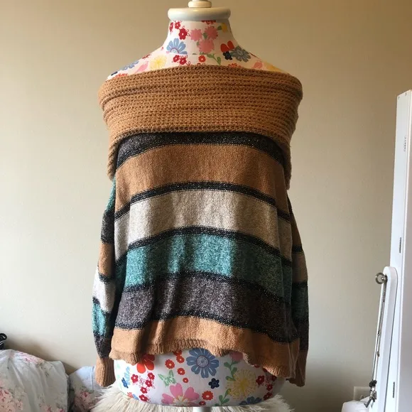 Off The Shoulder Striped Sweater - Image 2