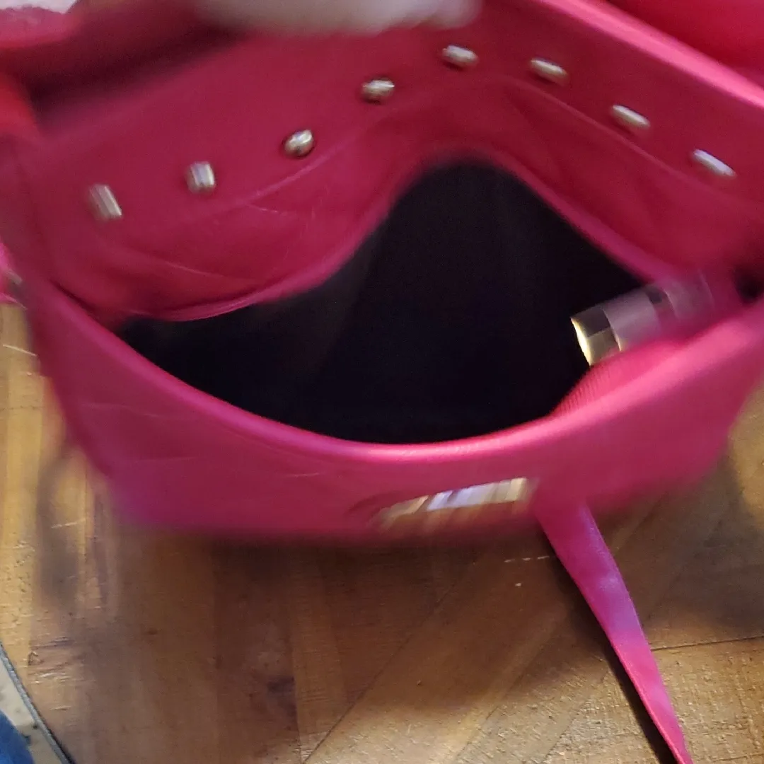 Chic Pink Quilted Shoulder Bag with Gold Studs - Image 4