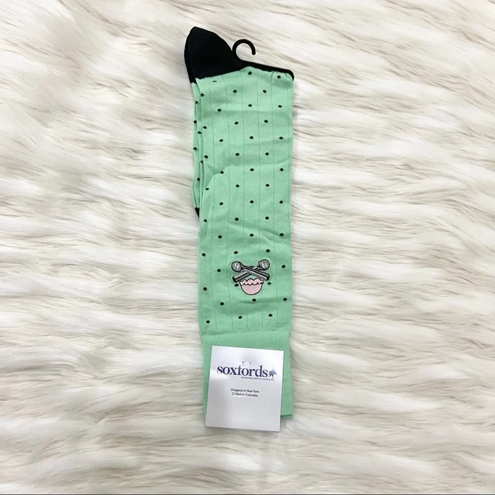 Soxfords Green Black Choco Chip Mints Polka Dot Over the Calf Long Socks - Image 33