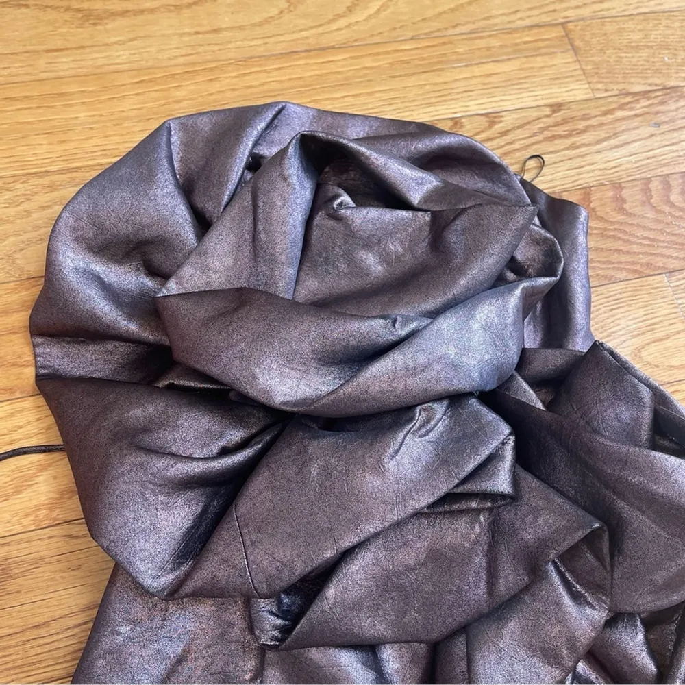 Zara Voluminous 3D Fabric Flower Strapless Metallic Lace Up Back Mini Dress Sz S - Image 6