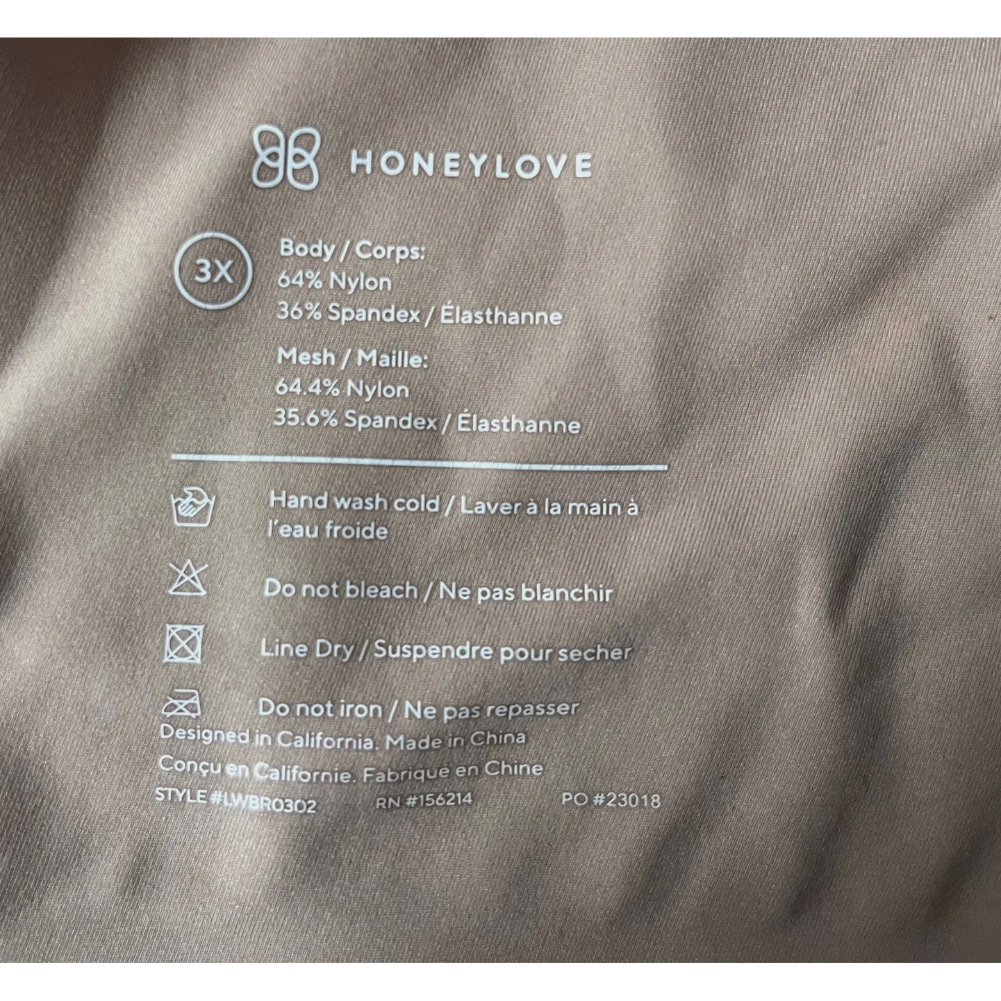 Honey Love crossover bra nude sand size 3X‎ Tan - Image 5