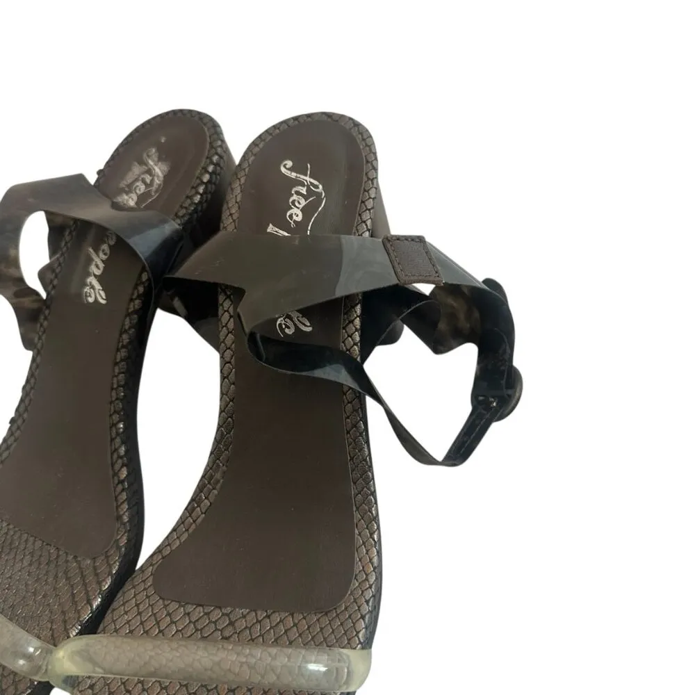 Free People High Heel Sandals Square Toe Jelly Ankle Straps Size 40 Women's 9.5 - Image 6