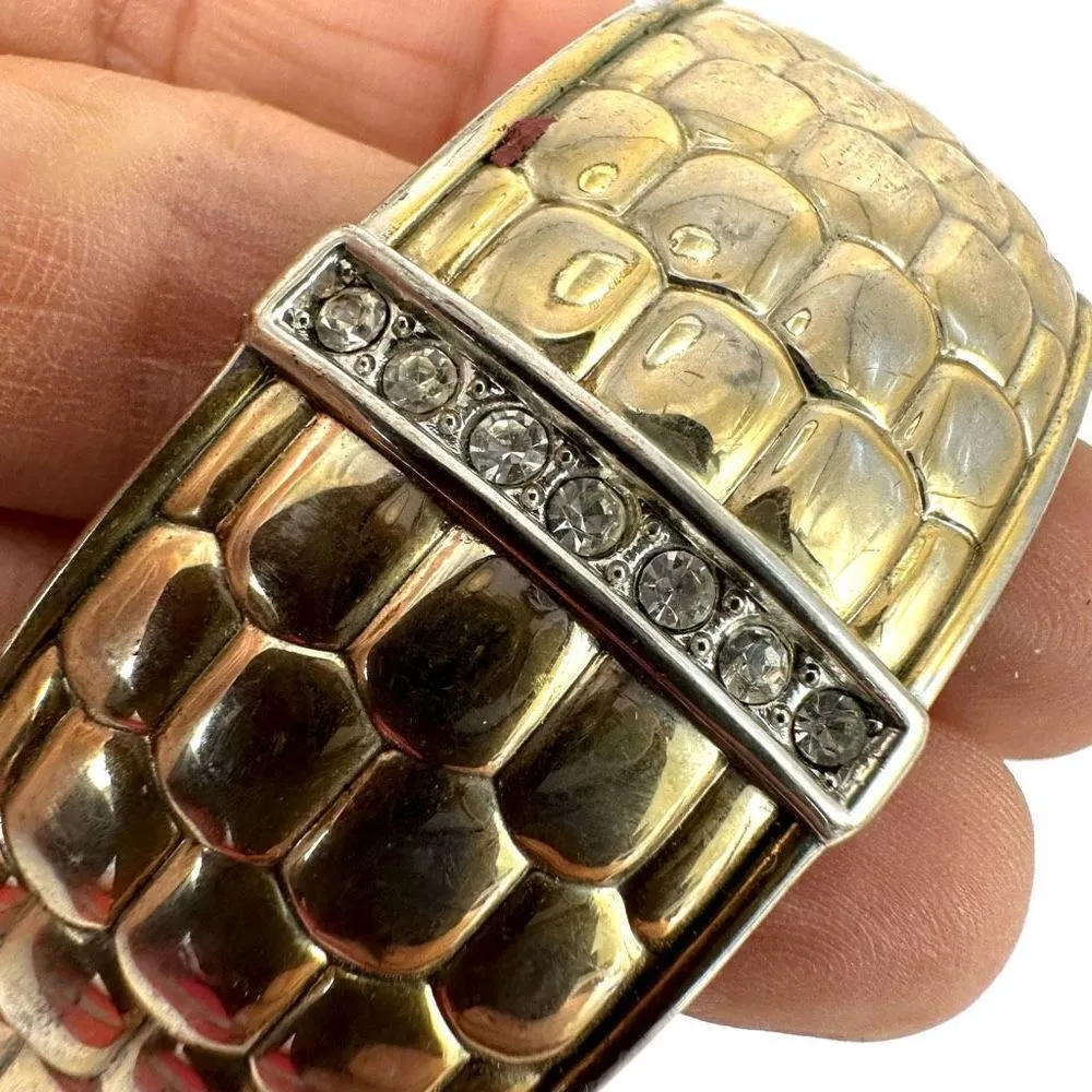 Gold tone rhinestone hinged bangle bracelet - Image 9