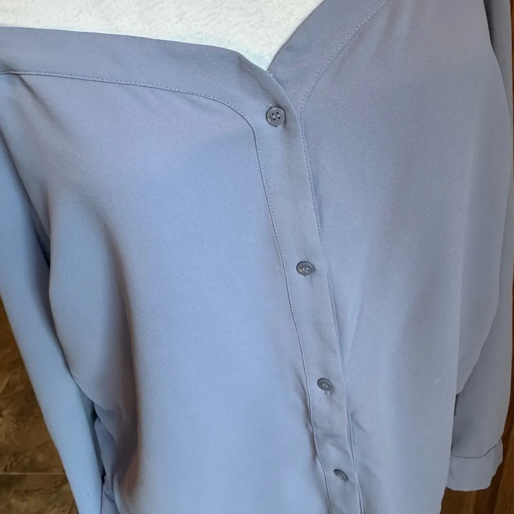 Bar III Off the Shoulder Top Cold Shoulder Size XL light purple Rusched Side - Image 4